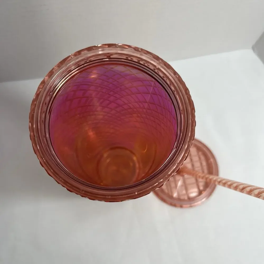 NWTStarbucks Holiday 2021 Iridescent Rose Gold Jewel Cold Cup Tumbler 24oz Venti